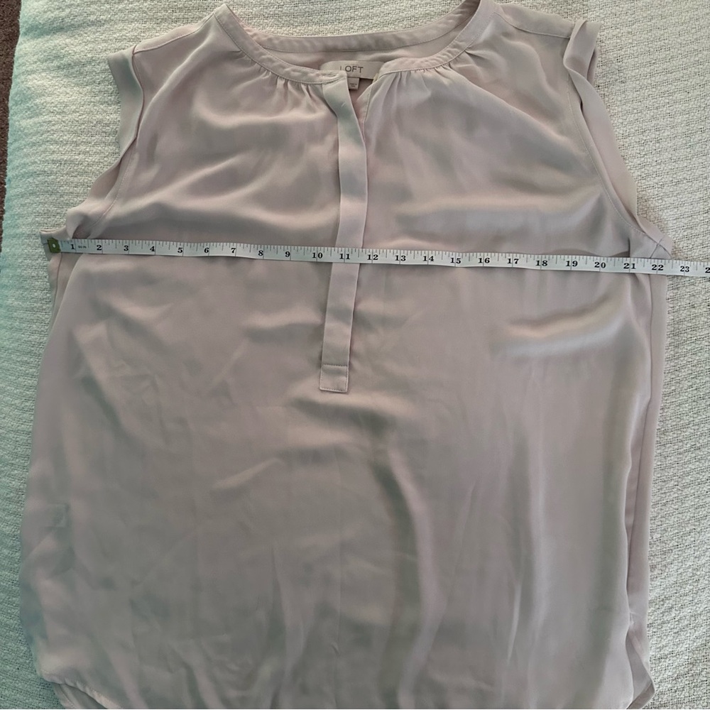 LOFT Sleeveless Henley Blouse in Light Pink - Picture 6 of 9